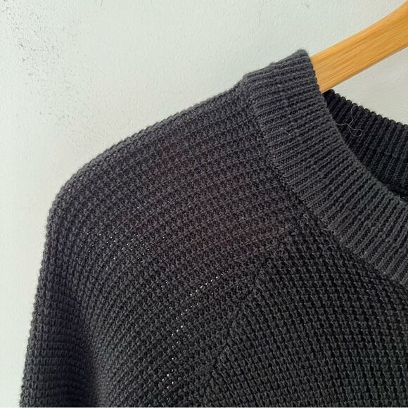 French Connection NWT Black USA Waffle Knit Cotton Crewneck Sweater - Picture 4 of 8